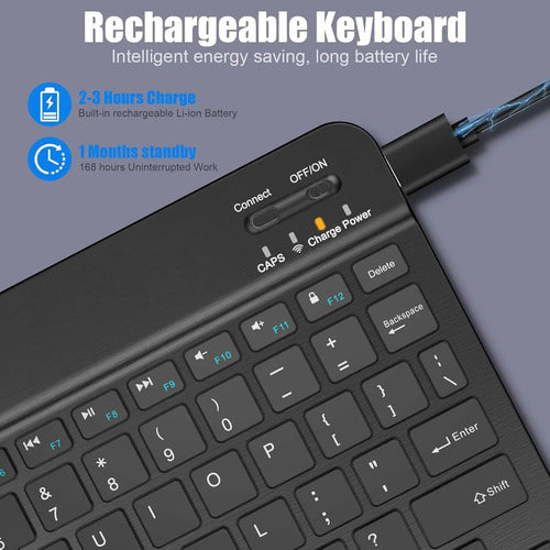 Teclado Bluetooth Inalambrico Para Tablets Negro