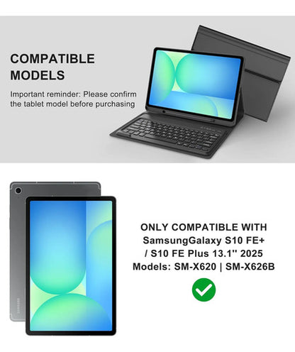 Funda Con Teclado Para Samsung Galaxy Tab S10 Fe+ Plus Negro