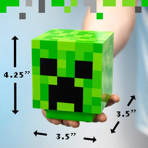 Lámpara De Escritorio Minecraft Creeper Con Sonidos Ofici... Verde