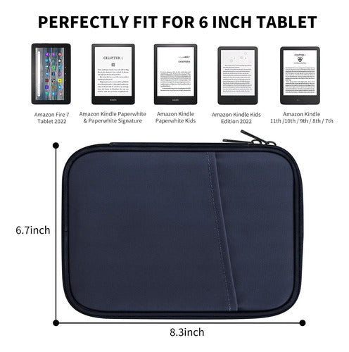 Funda De Tela Para Kindle De 6 Y 7 Pulgadas Azul Oscuro
