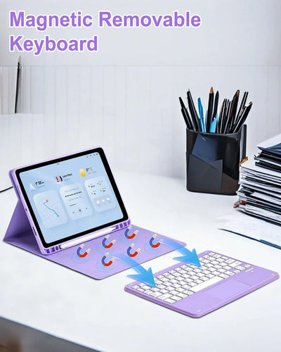 Funda Con Teclado Para Samsung Galaxy Tab S10 Lite/s10 Fe/s9 Violeta