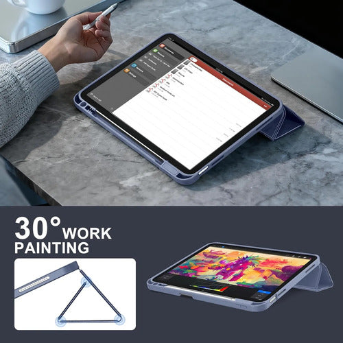 Funda Para iPad A16 / 11 Generacion Con Soporte Para Lápiz Azul