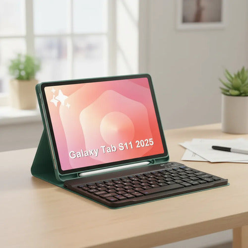 Funda Con Teclado Para Samsung Galaxy Tab S11 11' Verde Lima