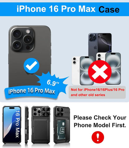 Funda Para iPhone 16 Pro Max Con Porta Tarjetas Negro