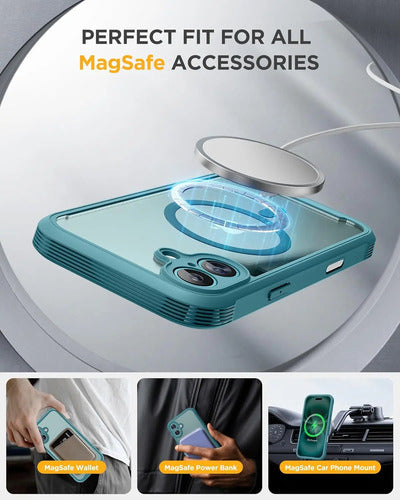 Miracase Funda Magnética iPhone 16 Plus 6.7  Con Protecto... Verde Oscuro