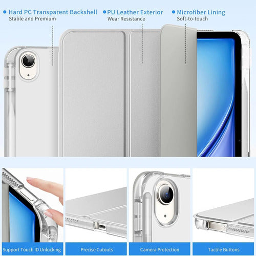 Funda Moko Para iPad Air Con Soporte Para Lápiz Plateado
