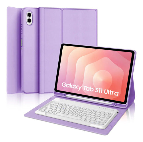 Funda Con Teclado Para Samsung Tab S11 Ultra Lila
