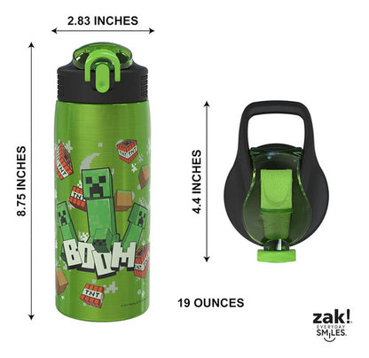 Botella De Agua Zak Minecraft Acero Inoxidable Verde Oscuro