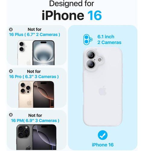 Funda Protectora Para iPhone 16, Antigolpes Blanco