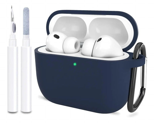 Funda De Silicona Para AirPods Pro 3 Con Kit De Limp Azul Oscuro