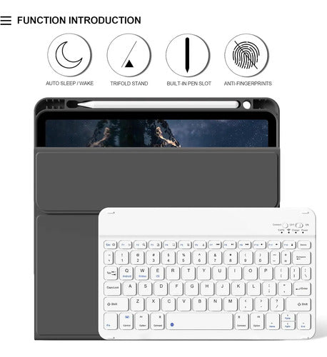 Funda Con Teclado Para iPad Air 7th/6th/5th/4th Gen, Negro Negro