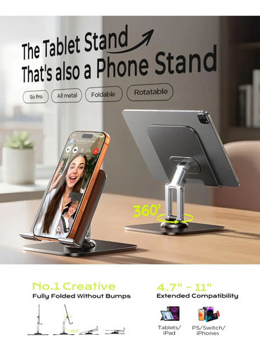 Soporte Ajustable Para iPad Y Tablets 4.7 -12.9  Negro Negro