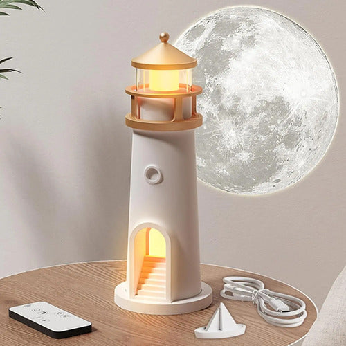 Lámpara Proyector De Luna Velarionna Con Control Remoto Beige