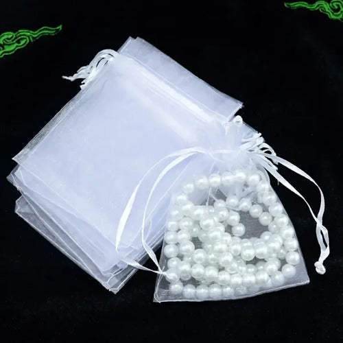 100 Bolsas De Organza Para Regalos Y Fiestas Blanco