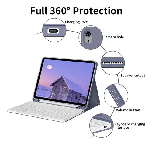 Funda Con Teclado iPad De 10a/11a Gen. 11/10.9 PuLG, A16 Violeta