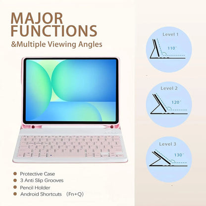 Funda Con Teclado Para Samsung Galaxy Tab S10 Lite & S10 Rosa
