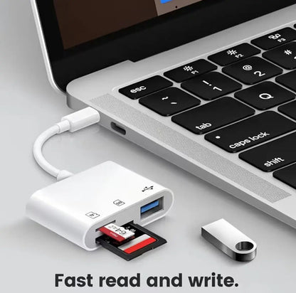 Lector De Tarjetas Sd A Usb C, 3 En 1 Blanco