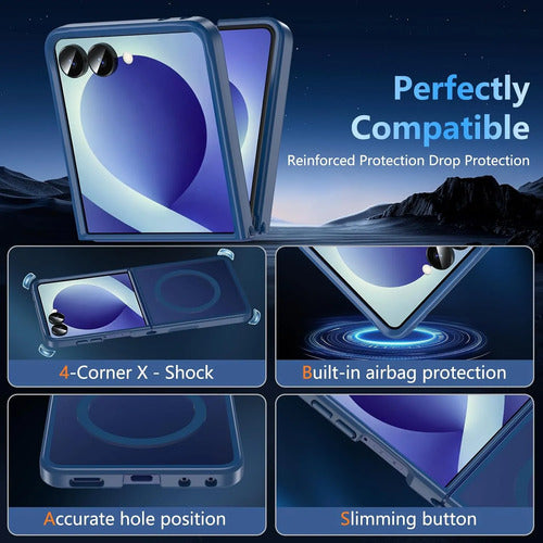 Funda Magnética Para Samsung Galaxy Z Flip 8 Azul Lisa