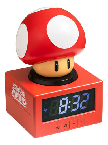 Reloj Alarma Super Mario Super Mushroom Con Luz Nocturna