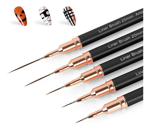 Juego De 5 Pinceles Premium Para Diseño De Uñas De Artdone