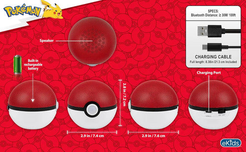 Pokemon Pokeball Parlante Bluetooth Portátil Recargable