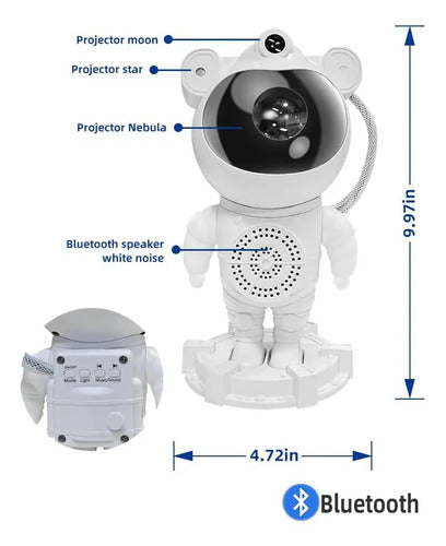 Astronauta Proyector De Galaxia Con Bluetooth Blanco
