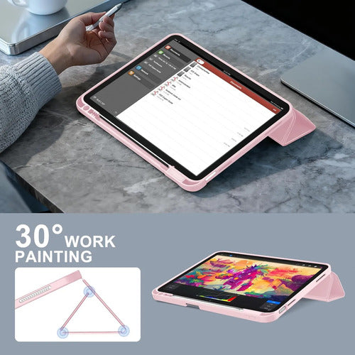 Funda Para iPad A16 / 11 Generacion Con Soporte Para Lápiz Rosa
