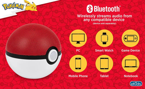 Pokemon Pokeball Parlante Bluetooth Portátil Recargable