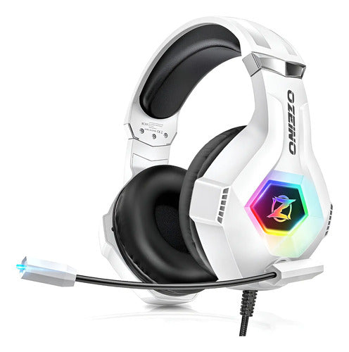 Auriculares Gaming Ozeino 7.1 Con Micrófono Y Luz Led Blanco