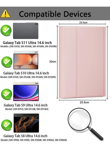 Funda Con Teclado Para Samsung Galaxy Tab  S11 Ultra Rosa