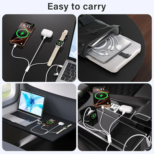 Cable De Carga 3 En 2 Usb C Para Apple Watch Y iPhone 4ft