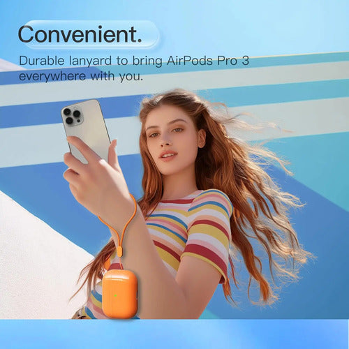 Funda Protectora De Silicona Para AirPods Pro 3 Naranja