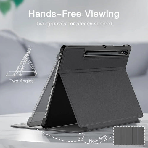 Funda Para Samsung Galaxy Tab S8/s7 Con Soporte S Pen Negro Lisa