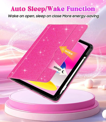 Funda Con Glitter Para iPad A16 Rosa