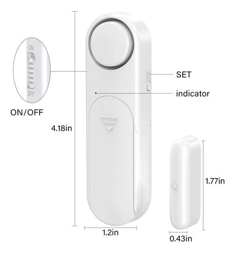 Alarma Inalámbrica Para Puerta/ventana Con Control Remoto Blanco