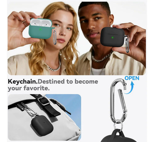 Funda De Silicona Para AirPods Pro 3 Con Kit Limpieza Negro