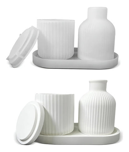 Molde De Silicona Para Resina O Concreto. Set Florero Blanco