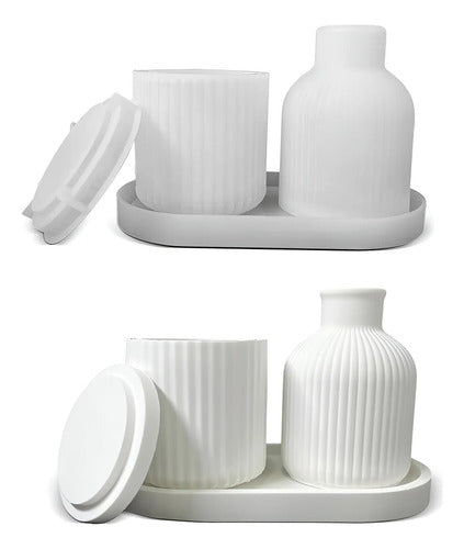 Molde De Silicona Para Resina O Concreto. Set Florero Blanco