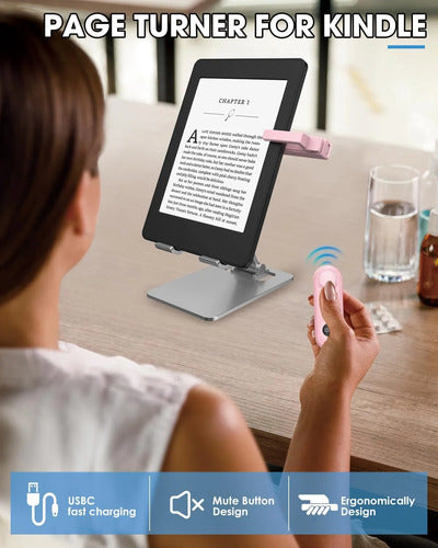 Girador De Páginas Con Control Remoto Para Kindle Paperwhite Rosa