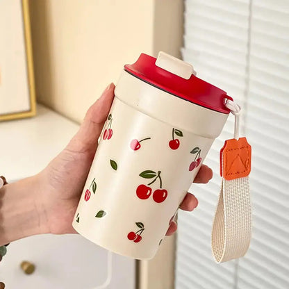Taza De Café De Plástico De 400 Ml Con Tapa Rojo