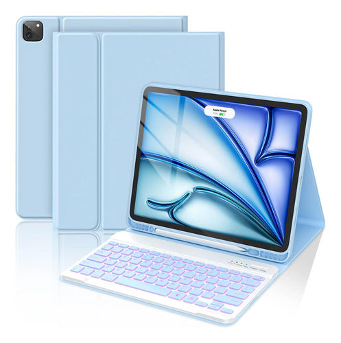 Funda Con Teclado Para iPad Air Y iPad Pro Azul Claro