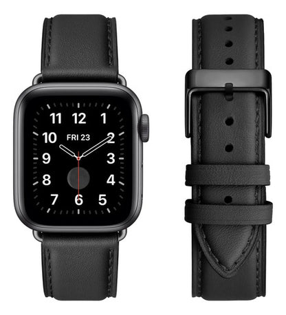 Correa De Cuero Para Apple Watch Negro 4 Cm