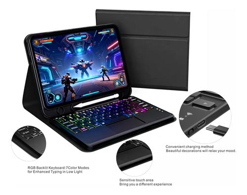 Funda Teclado Para Samsung Galaxy Tab S10 Lite/s10 Fe/s9 Fe Negro