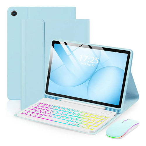 Funda Con Teclado Para Samsung Galaxy Tab A11+/a9+ 11' Azul Claro