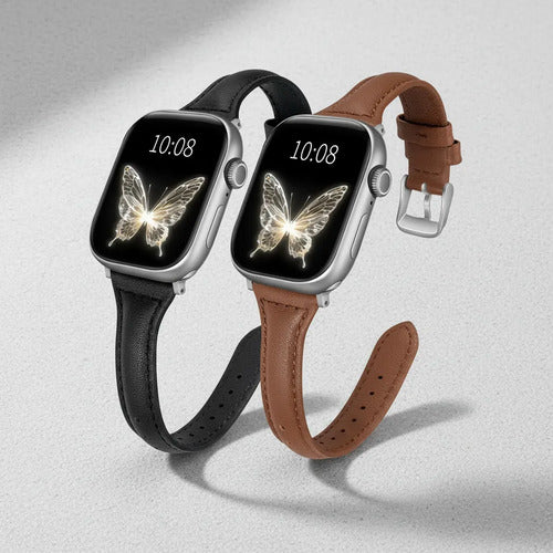 Set Correas De Cuero Slim Para Apple Watch Negro/marrón 3.8 Cm