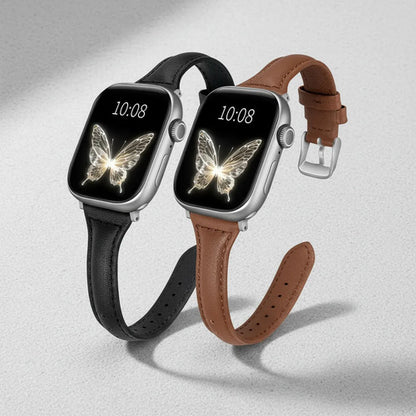 Set Correas De Cuero Slim Para Apple Watch Negro/marrón 3.8 Cm