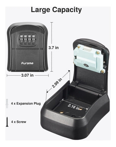 Caja Segura Para Llaves Puroma Con Código Personalizado Gris