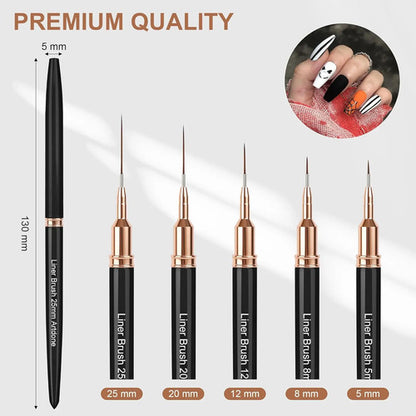 Juego De 5 Pinceles Premium Para Diseño De Uñas De Artdone