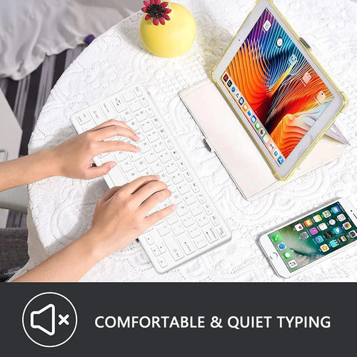 Teclado Bluetooth Taiyang Para iPad Y Dispositivos Bluetooth Blanco