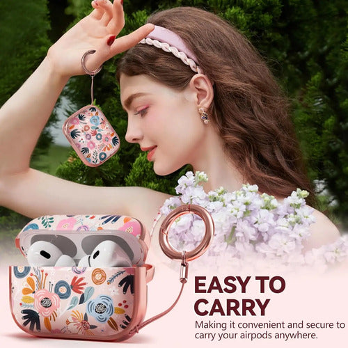 Funda Estuche Para AirPods Pro 2da Gen Con Bloqueo Rosa